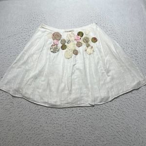 Free People Women's 4 Patchwork Boho Mini Skirt Ivory Lightweight Lined